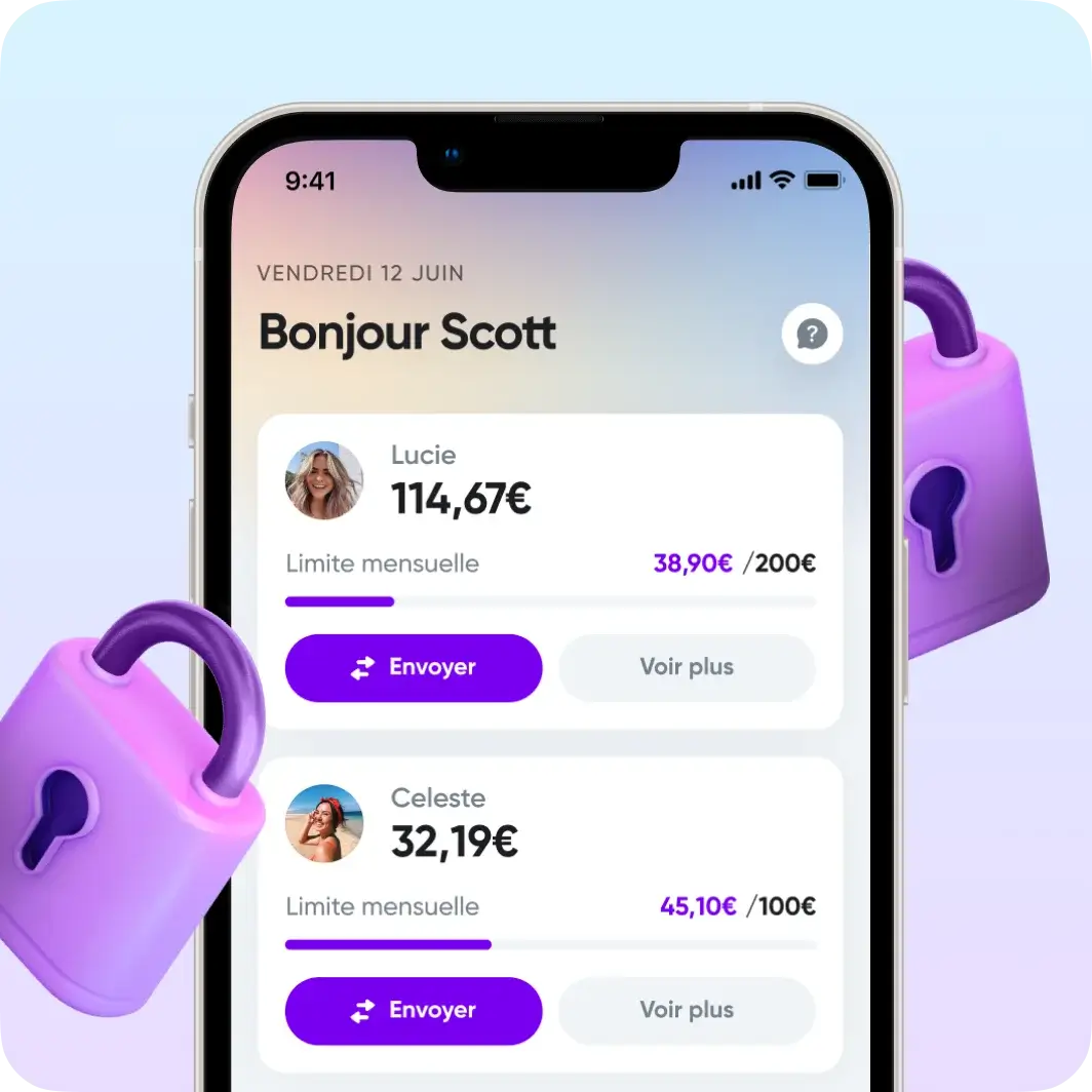 Vue sur l'interface de l'application côté parents
